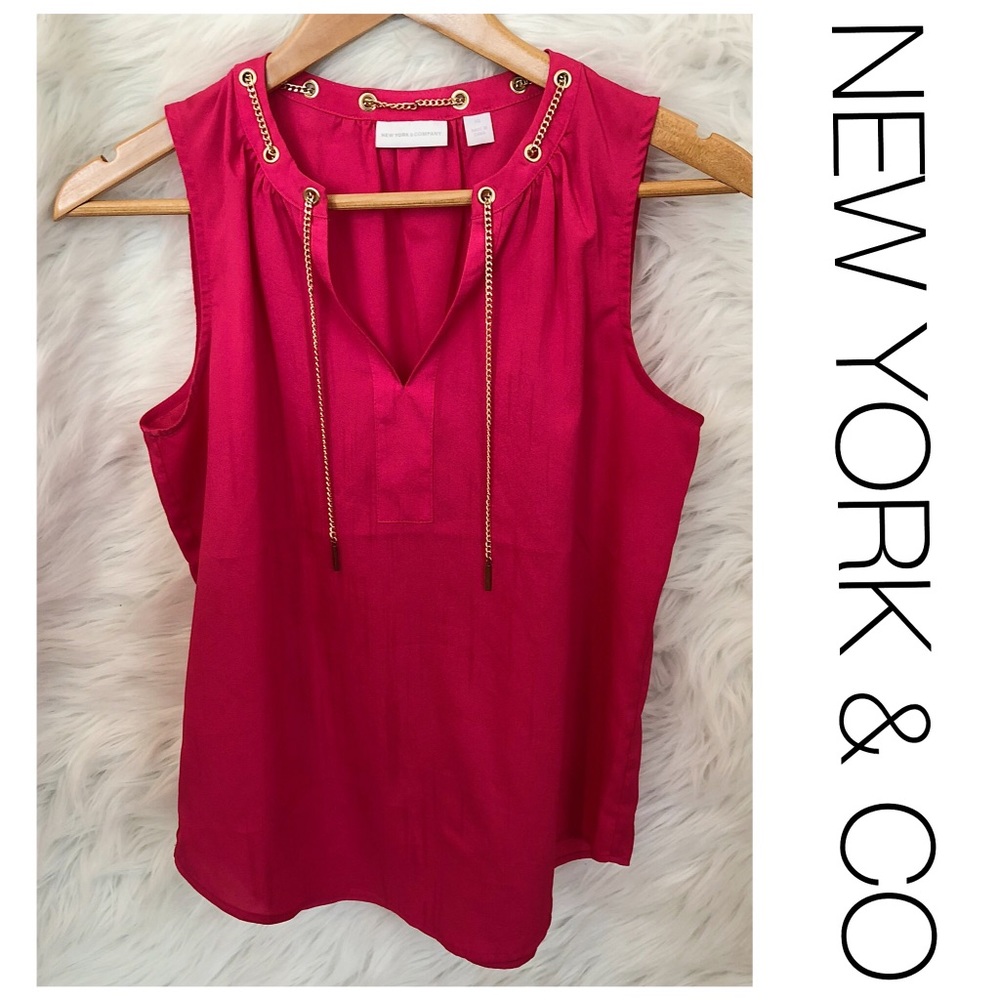 NY&C Pink Blouse with Gold Chain Detail